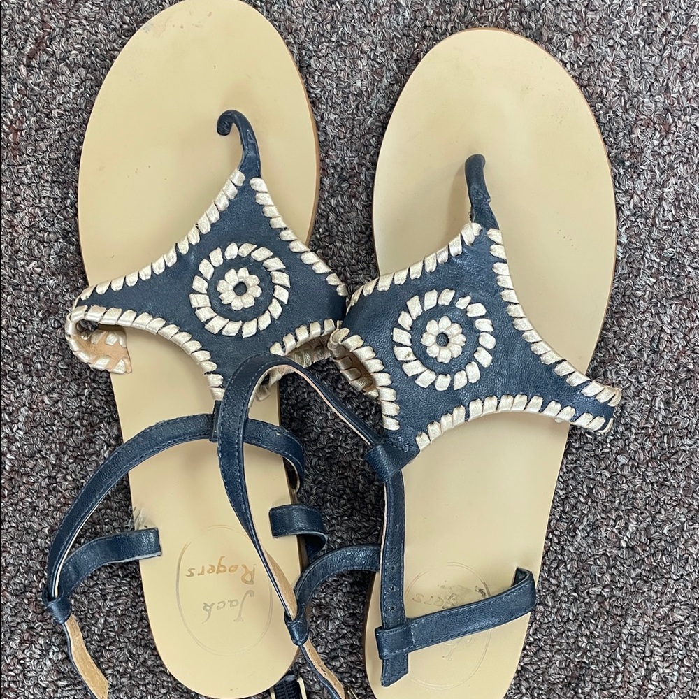 Jack Rogers Women's Blue and White Sandals